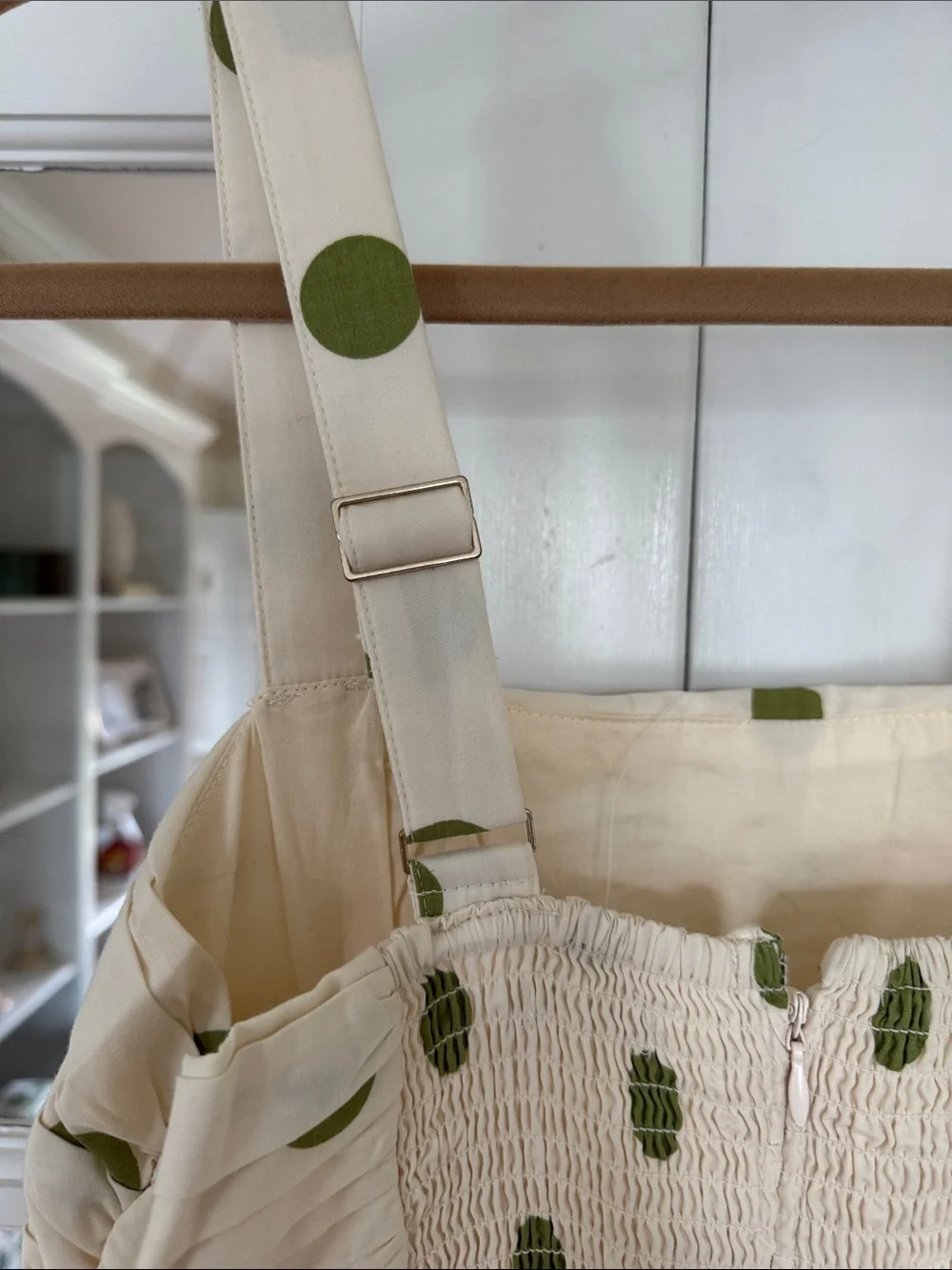 Abercrombie & Fitch Cream Sundress with Green Polka Dots